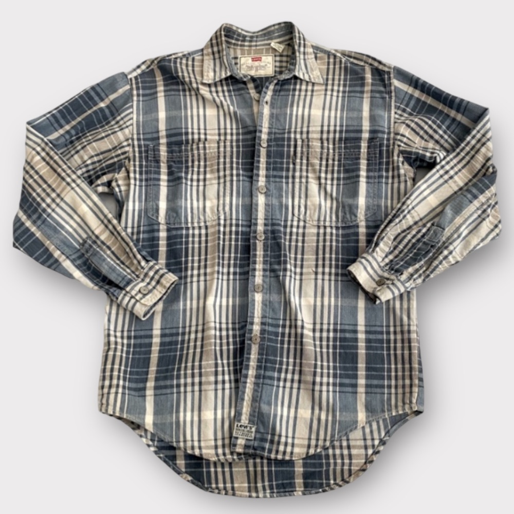 Levi’s Men’s Button Up Shirt Small Brushpopper Plaid Flannel 100% Cotton Casual